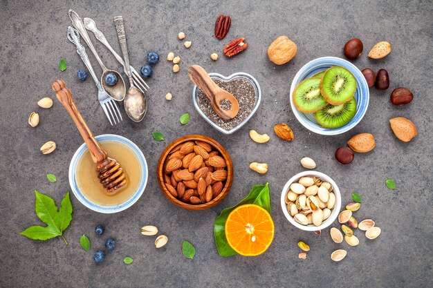 Ingredientes para el fondo de alimentos saludables.