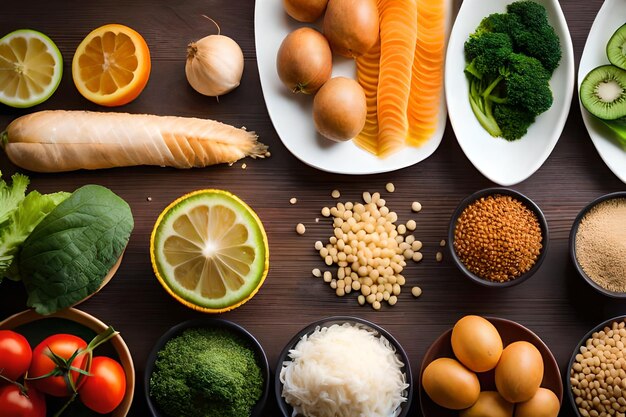 Foto ingredientes fotográficos para a seleção de alimentos saudáveis