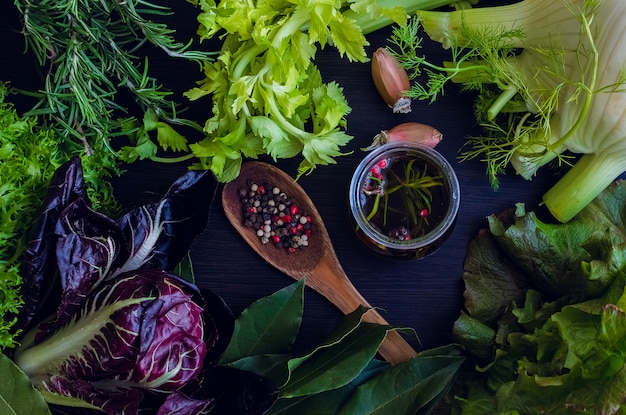 Foto ingredientes frescos para ensalada