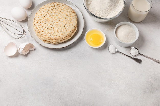 Foto ingredientes para hacer panqueques para shrovetide