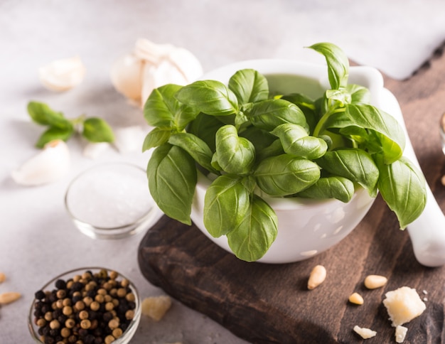 Ingredientes para hacer salsa de pesto