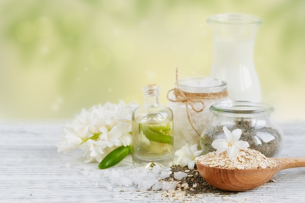 Ingredientes naturales para mascarillas o exfoliantes faciales y corporales caseros