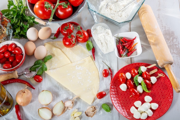 Ingredientes para a preparação da deliciosa pizza