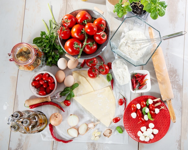 Ingredientes para a preparação da pizza