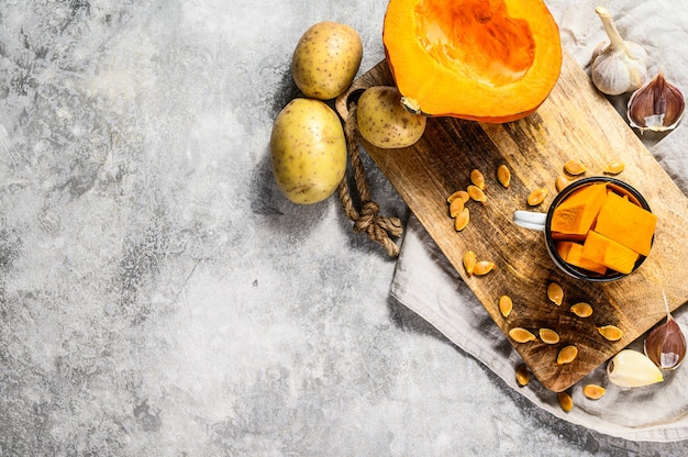 Ingredientes para a sopa de abóbora.