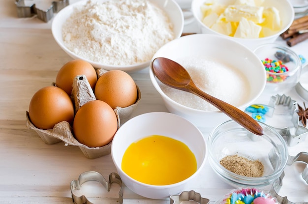 Ingredientes para assar pão de gengibre ou bolo