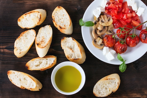 Ingredientes para bruschetta