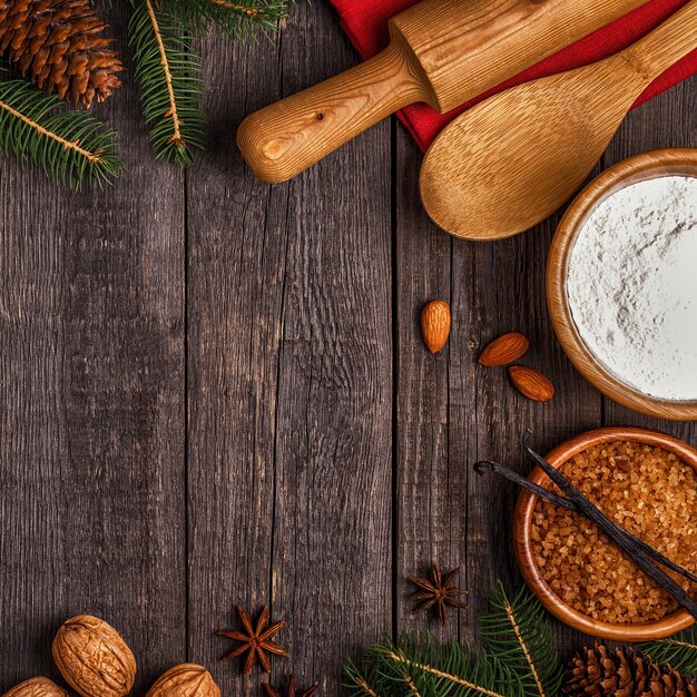 Ingredientes para cozinhar bolos de Natal