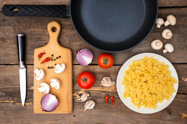 Ingredientes para cozinhar massas italianas