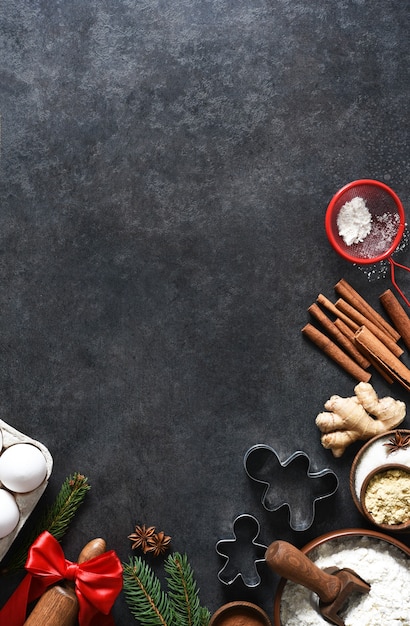 Ingredientes para fazer pão de gengibre. vista do topo