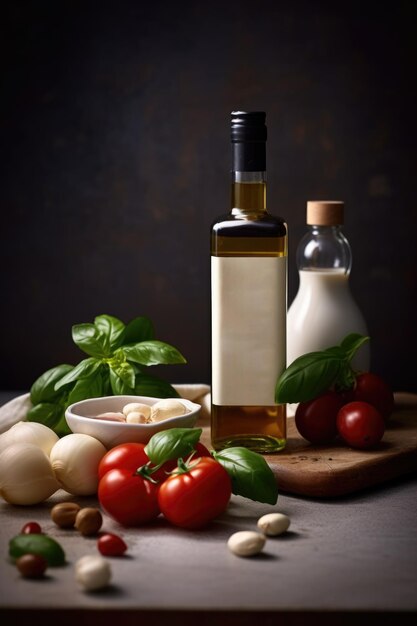 Ingredientes para salada caprese italiana tomate mussarela manjericão azeite molho balsâmico