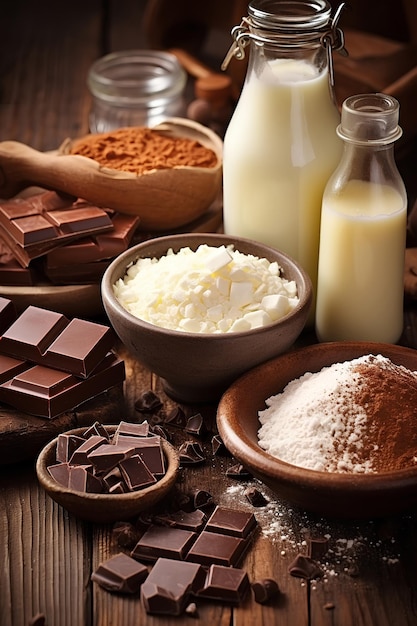 Ingredientes para sobremesa de chocolate