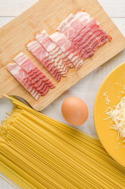 Ingredientes de la pasta carbonara.