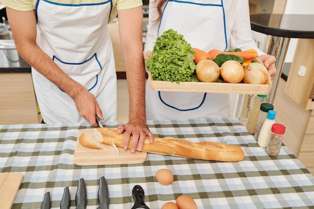 Ingredientes del plato de corte par