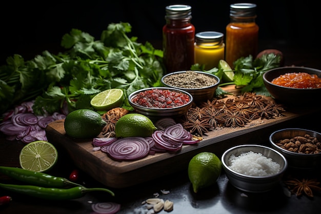 Foto ingredientes de la salsa pebre chilena