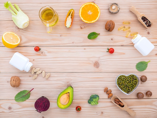 Ingredientes para la selección de alimentos saludables.