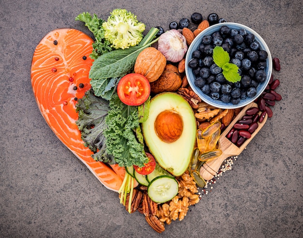 Ingredientes para la selección de alimentos saludables.