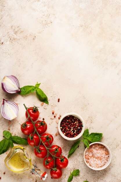 Foto ingredientes tradicionales para la preparación de pasta italiana