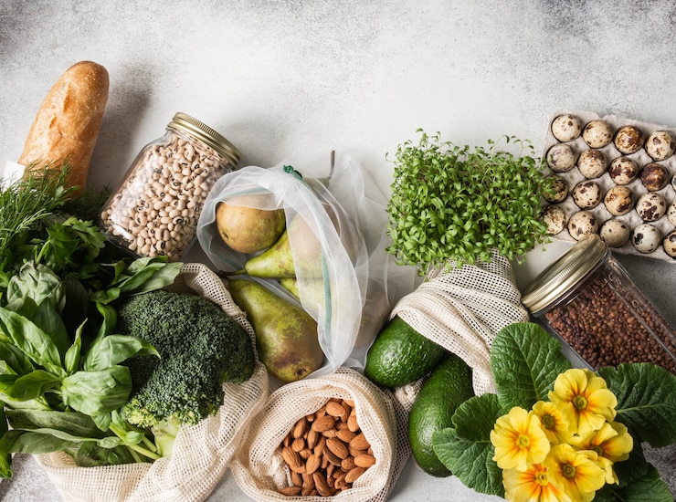 Foto ingredientes vegetarianos saludables para cocinar.