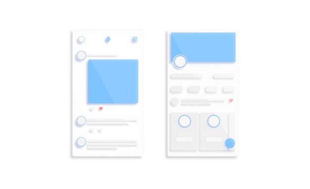 Inhalts-Social-Media-App-Post und Profil-Interface-Frame-Mockup