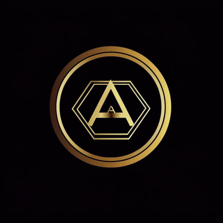 Foto inicial letra a logo con círculo dorado diseño de logotipo de lujo letra a
