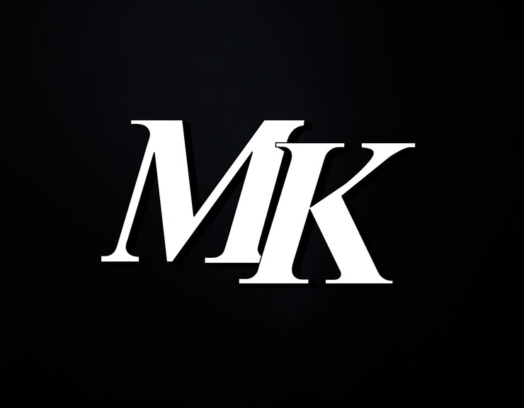 Foto las iniciales mk, el logotipo, el monograma y las letras mk