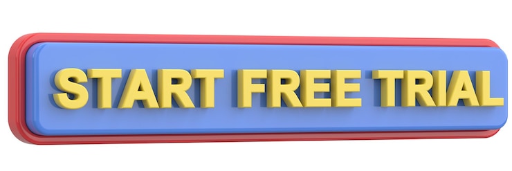 Foto iniciar botón de prueba gratuito ilustración 3d