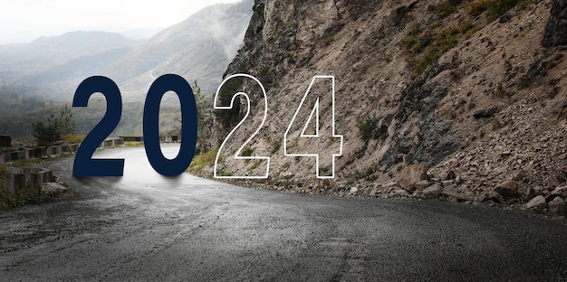 Início da nova estrada de asfalto de 2024 anos levando a números