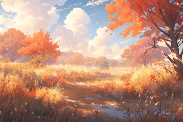 Início dos termos solares do outono bela ilustração de fundo da floresta de outono