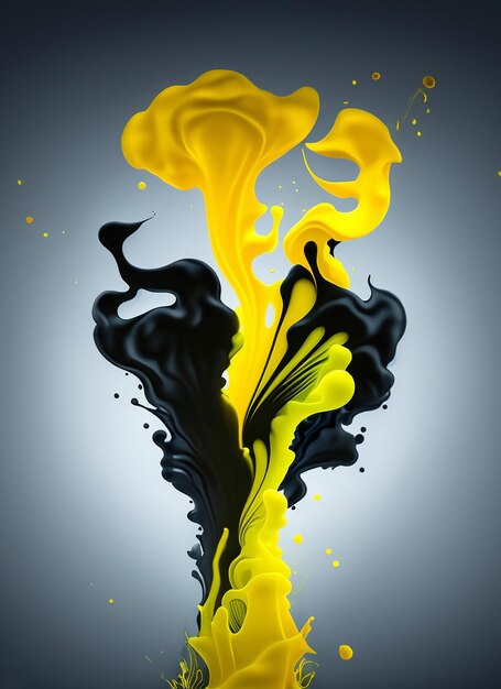Ink Fusion hypnotisierende gelbe und schwarze Flüssigkeitssymphonie