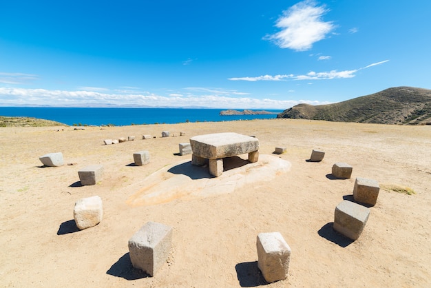 Inkas Opfertabelle auf der Insel der Sonne, Bolivien