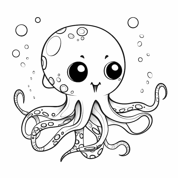 Foto inky delights simples e limpo octopus página para colorir para crianças