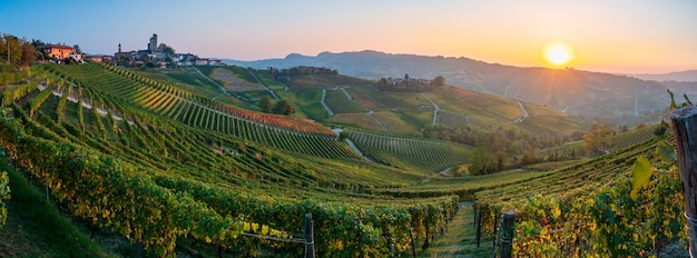 Inmitten der Weinberge der Langhe, einem UNESCO-Weltkulturerbe, liegt das Dorf Serralunga d Alba