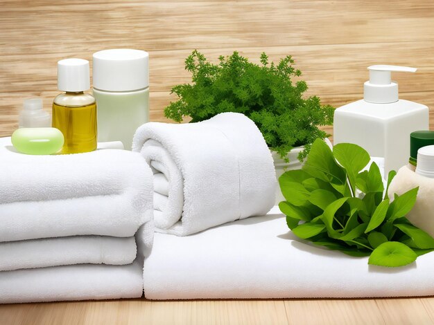 Innen-Spa-Behandlung Entspannung mit frischen Handtüchern Kräuter und Aromatherapie ai erzeugt