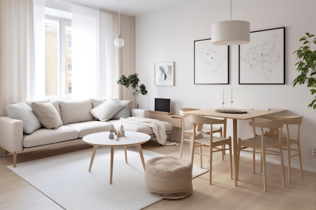 Innen Wohnung modern Fenster Couch Haus Raum Sofa Pflanze Dekor Generative AI