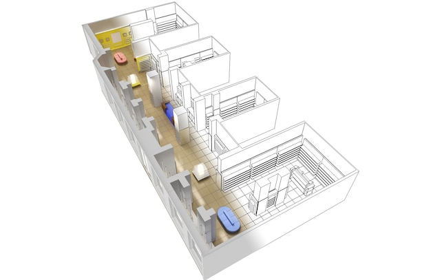 Foto innenansicht des einkaufszentrums 3d-darstellung