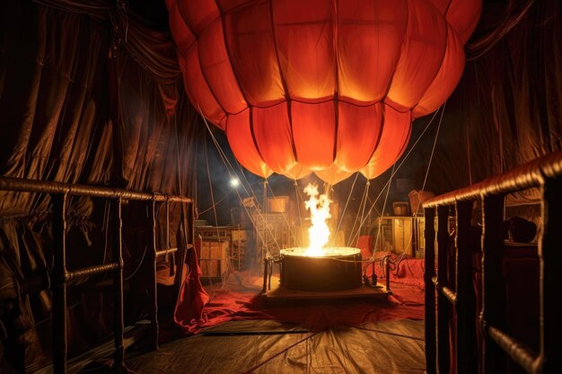 Foto innenansicht eines ballons, der mit heißer luft gefüllt wird, die mit generativer ki erzeugt wird