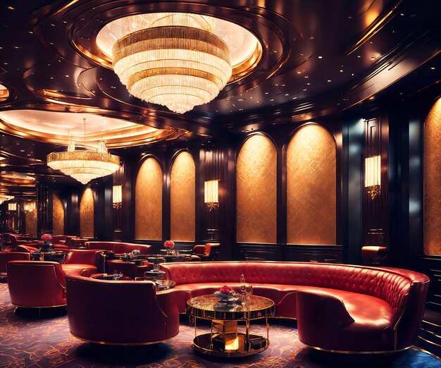 Foto innenarchitektur der generativen ki der luxushotel-lounge-casino-halle