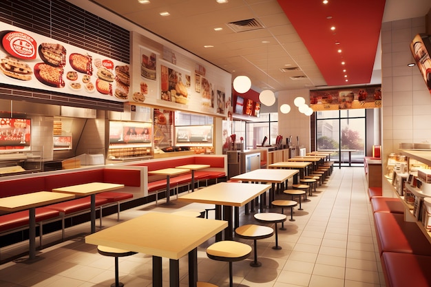 Innenarchitektur eines Fast-Food-Restaurants