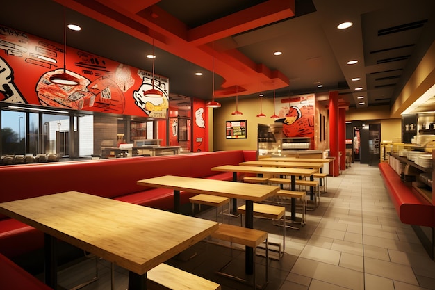 Innenarchitektur eines Fast-Food-Restaurants