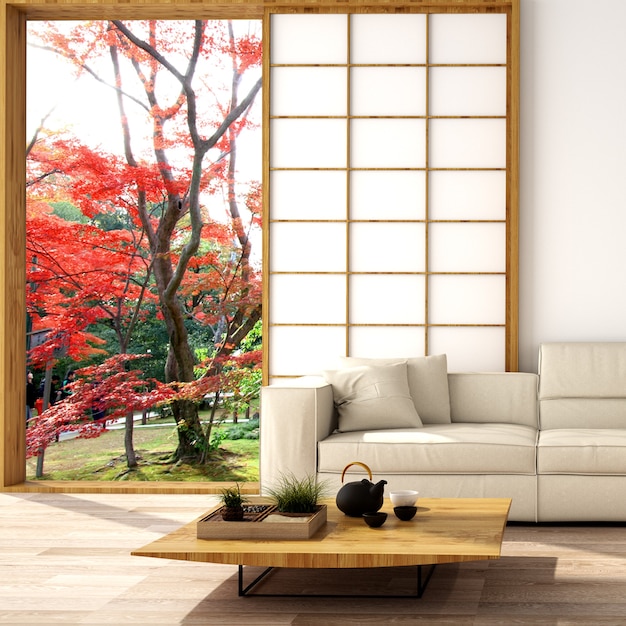 Innenarchitektur für den Wohnbereich im japanischen Stil