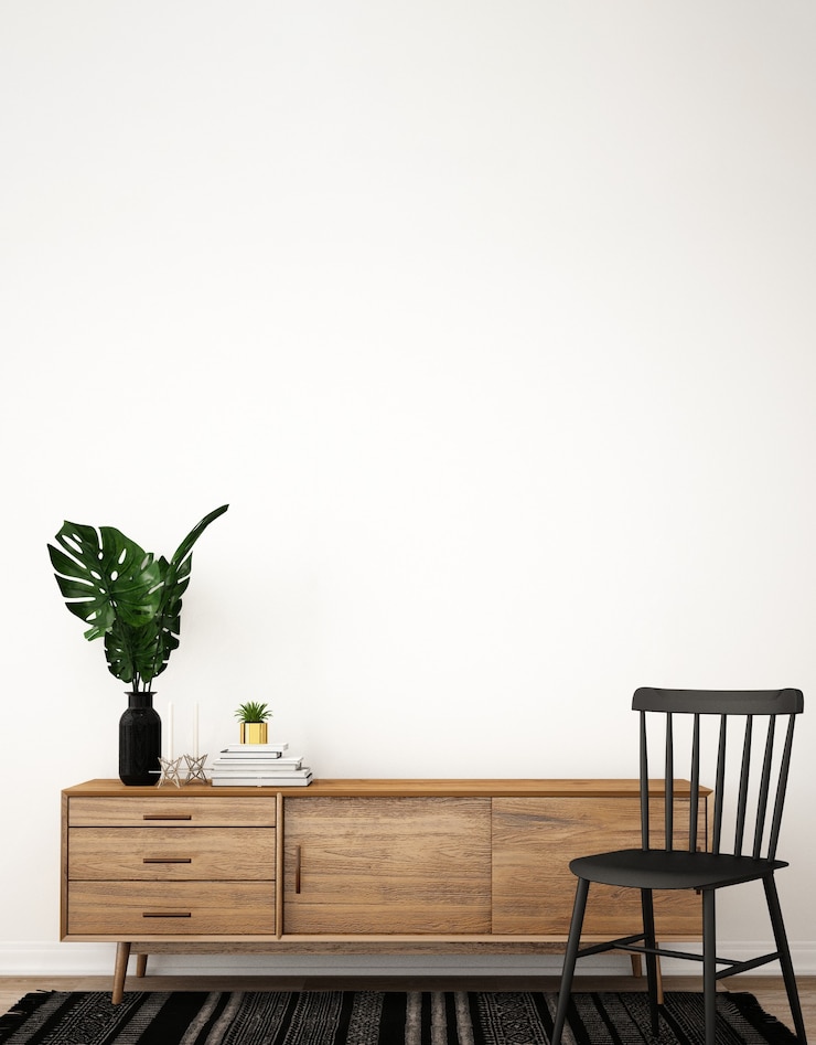 Foto innenarchitektur für wohnbereich im skandinavischen stil