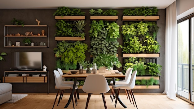 Innenarchitektur mit grünen Pflanzen