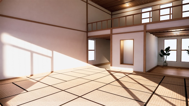 Innenausstattung im ersten Stock im japanischen Stil in einem zweistöckigen Haus