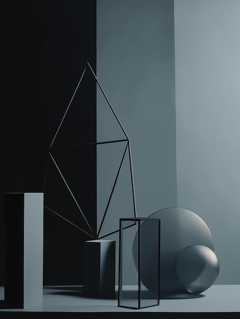 Innenbild mit Möbeln und minimalistischer Architektur Generative KI