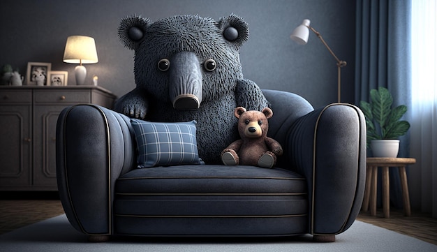 Inneneinrichtung, Zimmer, Baby, Kinder, Sofagarnitur, Design, KI-generiertes Bild