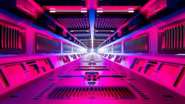 Innenraum der Sci-Fi-Raumschiffkorridore