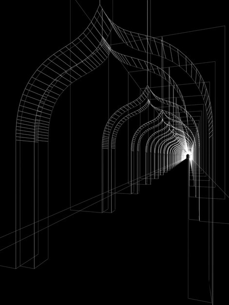 Innenraum-Drahtmodell 3D-Rendering-Drahtmodell