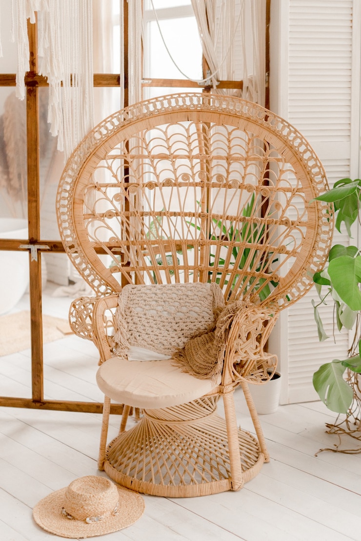 Foto innenraum einer wohnung im boho-stil