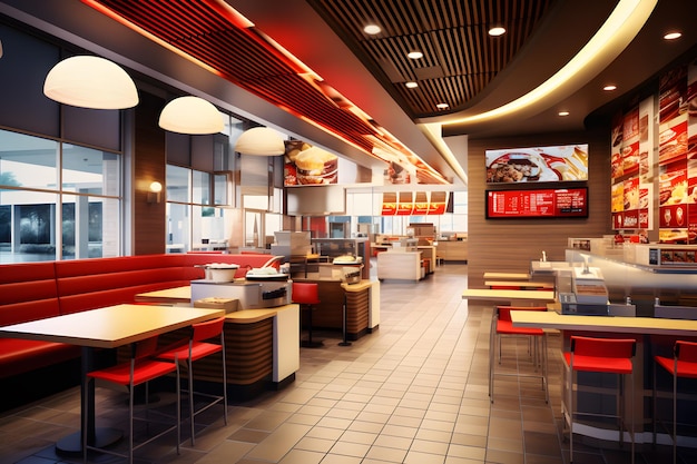 Innenraum eines Fast-Food-Kettenrestaurants